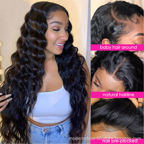 HD Lace Full Virgin Brazilian Human Hair Wigs Deep Wave Curly Transparent Lace Front Human Hair Wigs for Black Women